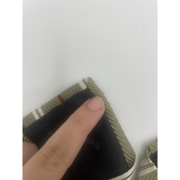 Ermenegildo Zegna Mens Green Stripes Silk/ Cotton Blend-Neck Tie-Made Italy - Picture 7 of 7